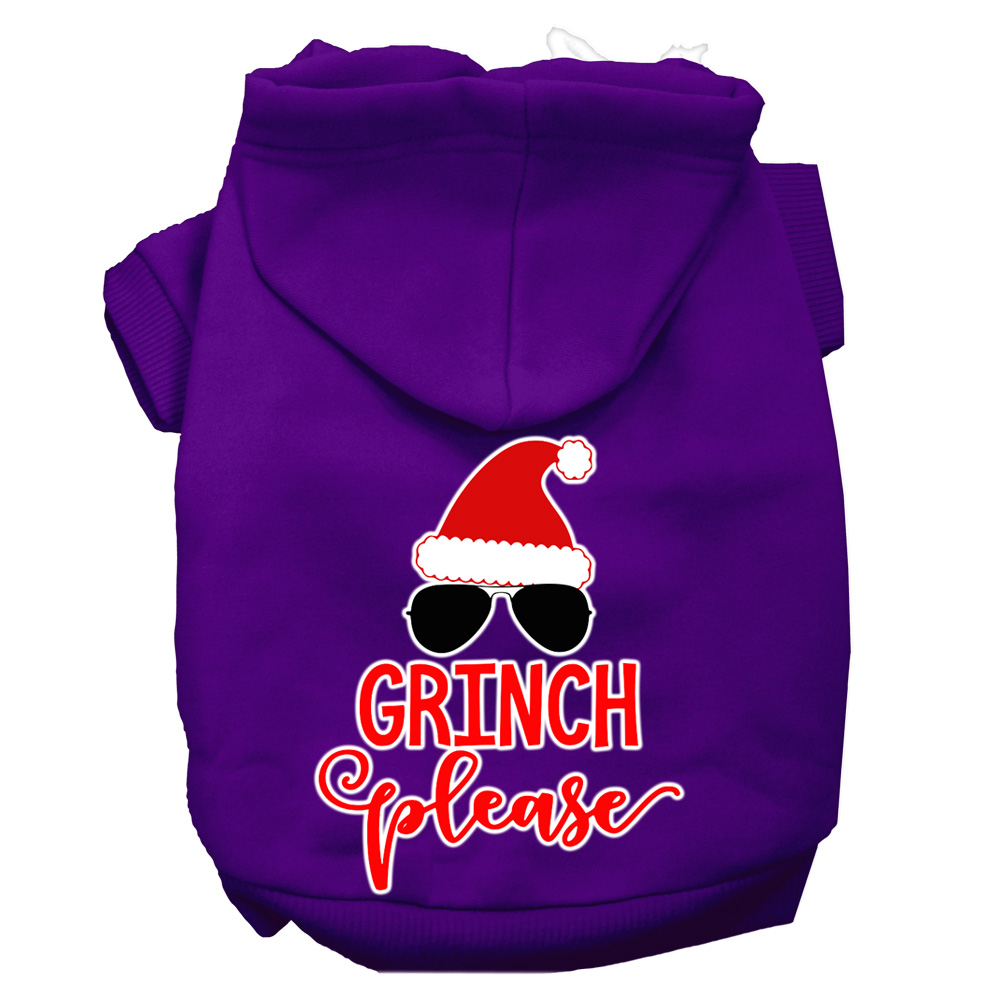 Grinch Please Screen Print Dog Hoodie Purple S